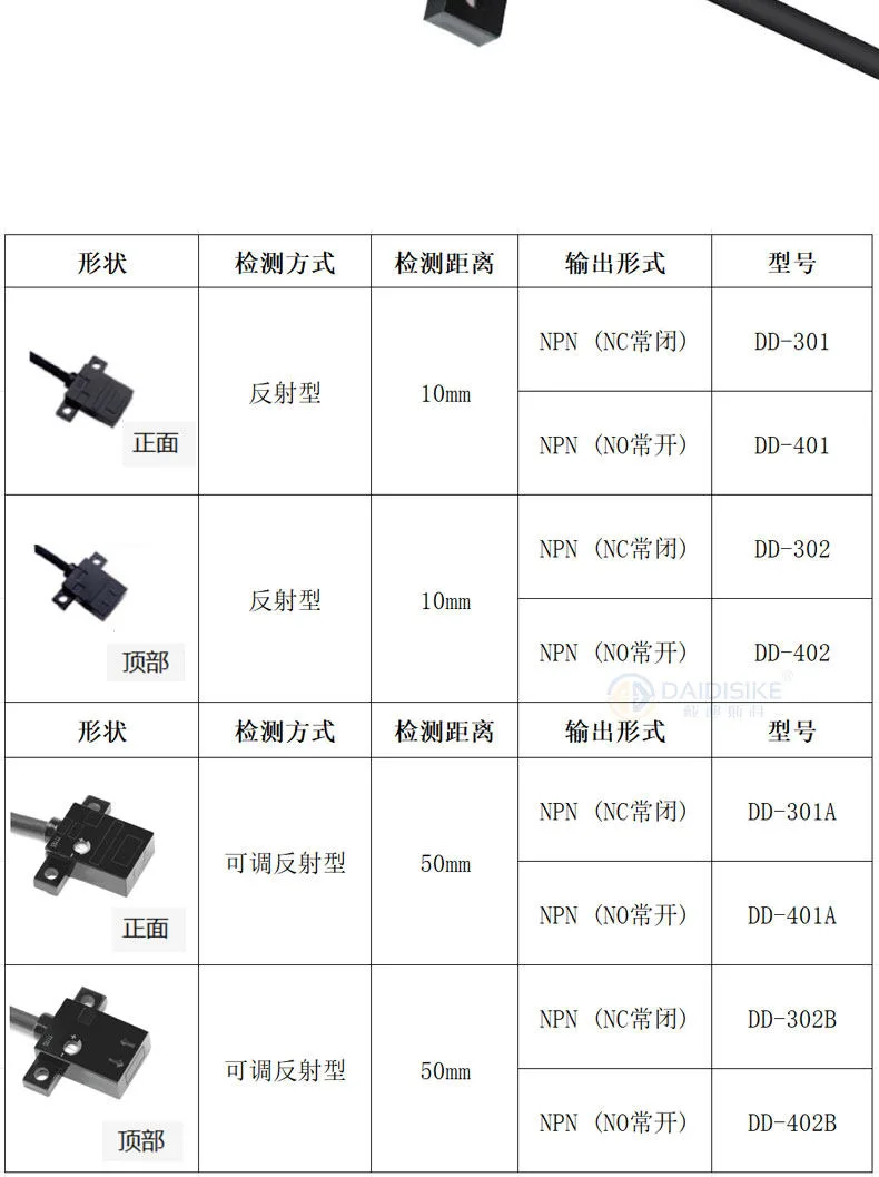 戴迪斯科 DD-301/401/302/402 反射型导线引出光电开关｜5mm近距检测｜DC5-24V直连主板｜国产替代 主图 32