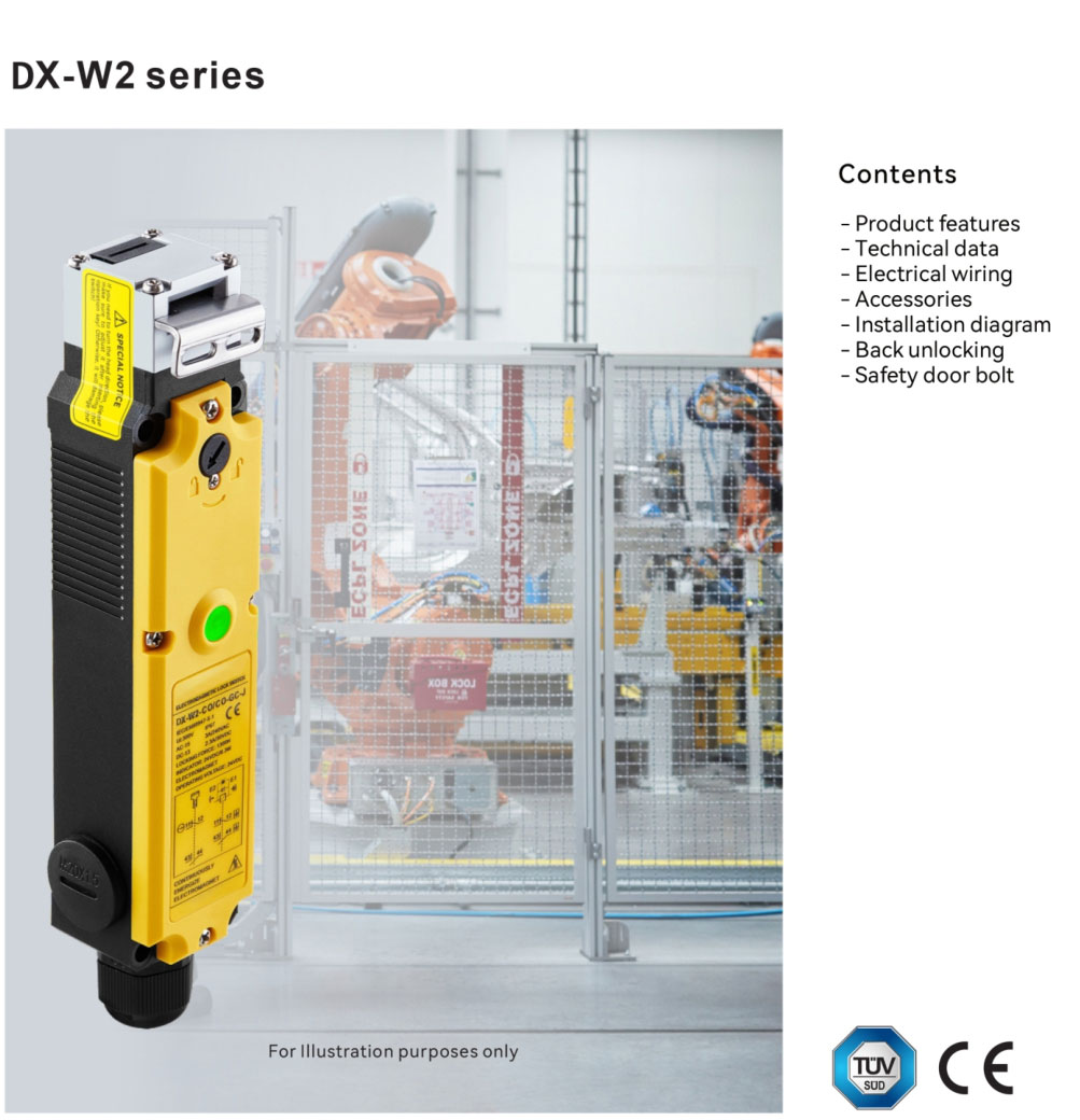 戴迪斯科 DX-W2 安全门锁｜1300N锁紧力｜4组触点14种组合｜IP67电磁联锁开关｜国产替代 主图 9
