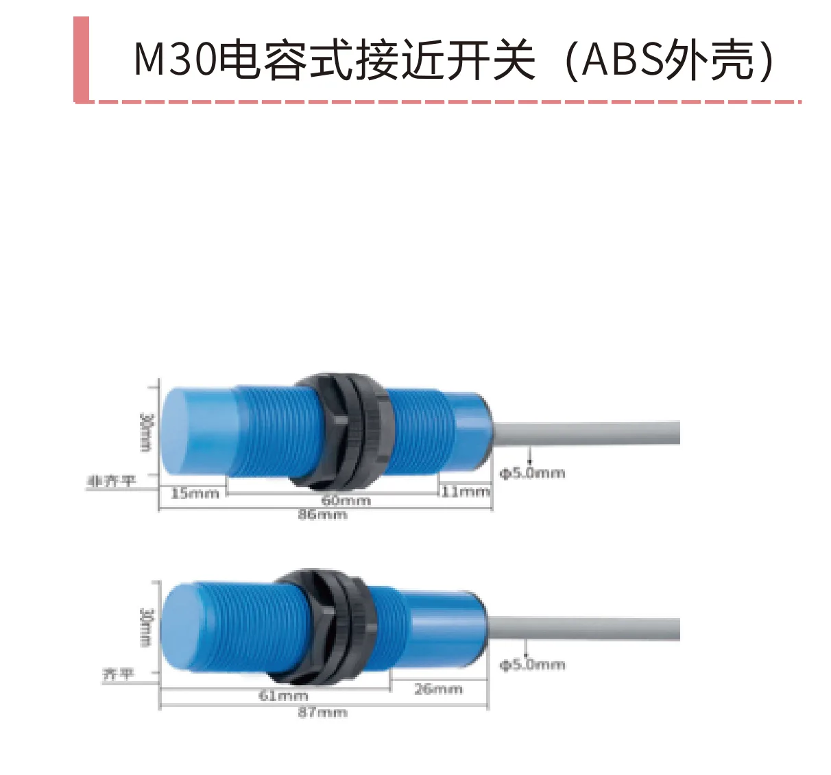 戴迪斯科 RS系列 M12M18M30电容式接近开关｜ABS塑料外壳耐腐蚀｜检测非金属液位料位｜国产替代 主图 7