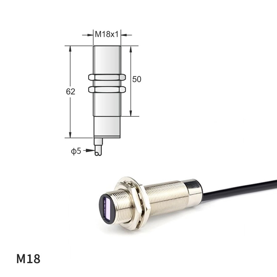 M12/M18 激光漫反射开关|20-500mm 距离 · 650nm Class 2
