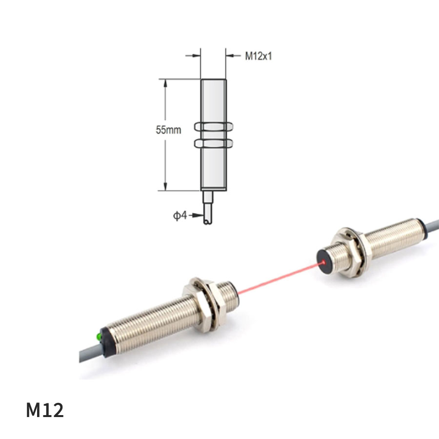 M8-M18 激光对射光电开关|650nm Class 2 · 30-50m 工程级