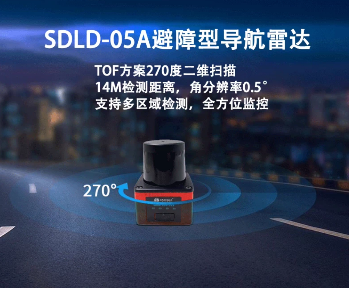 戴迪斯科 SDLD-05A TOF避障激光雷达｜14米270°扫描｜16组×3子区｜以太网+NPN双通道｜国产替代 主图 2